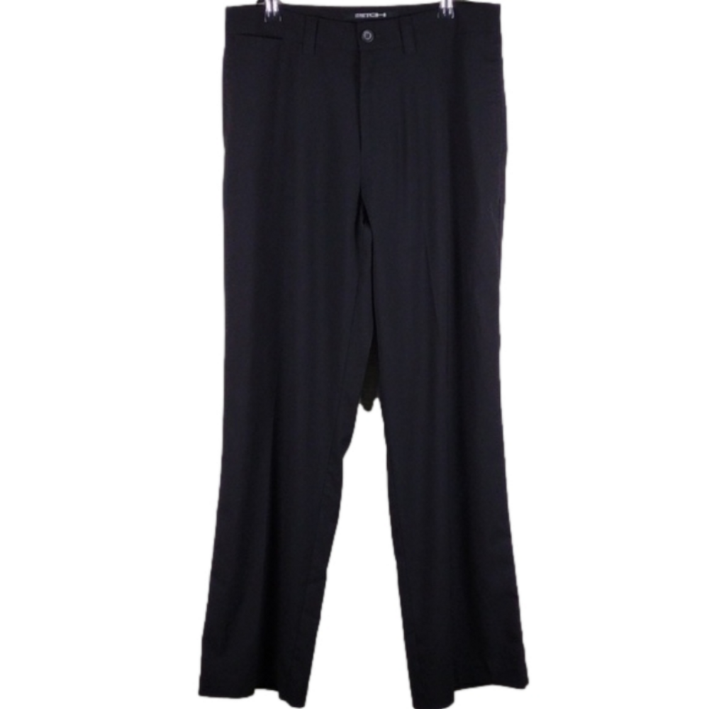 Kenneth Cole New York Stretch Black High Rise Flat Front Straight Leg Dress Pant